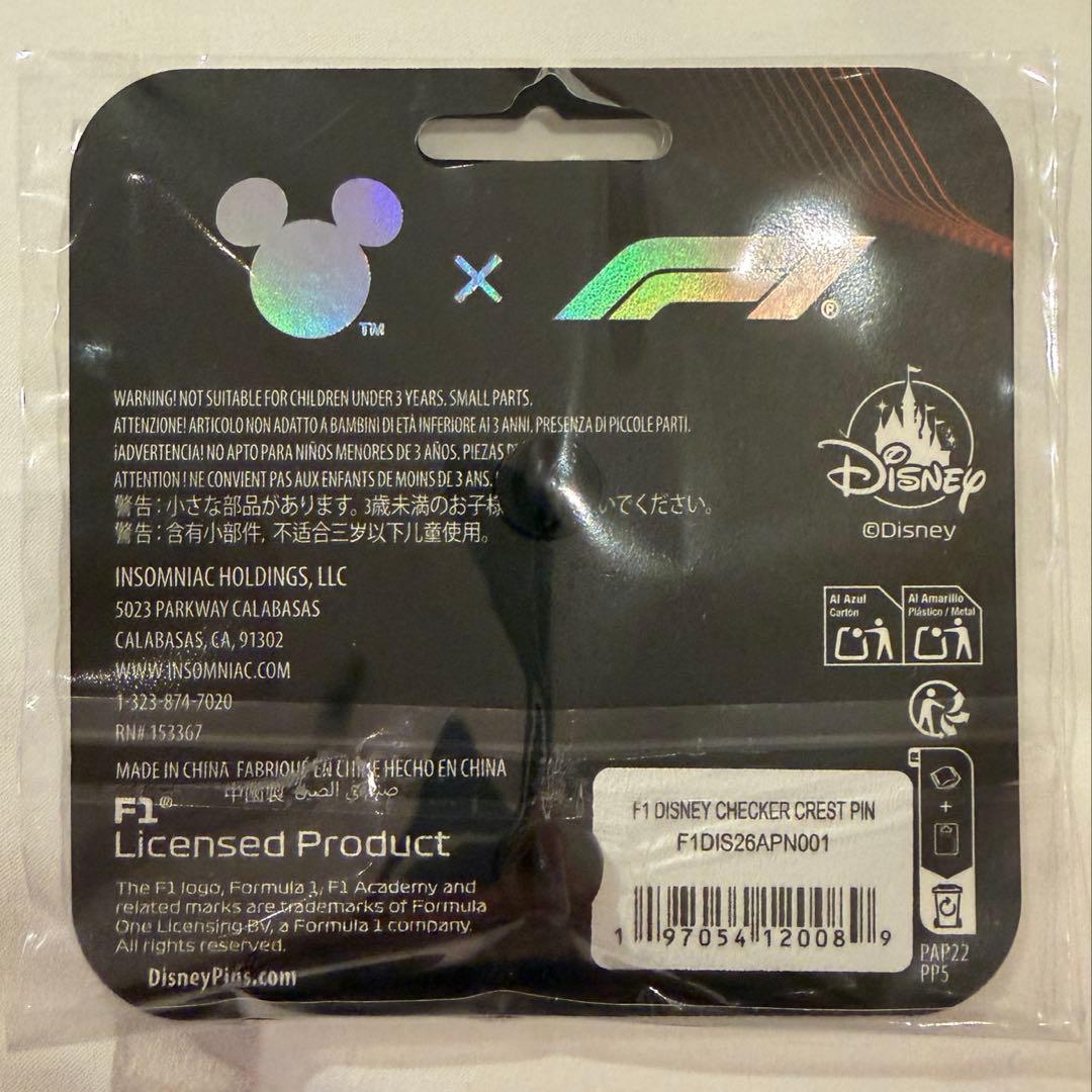 Disney x F1 ミッキー ピンバッジ 2026 CHECKER