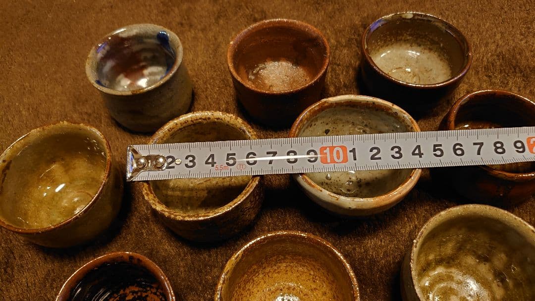 古越前　越前焼　盃　お猪口　灰釉　黄瀬戸　１０種　１０客