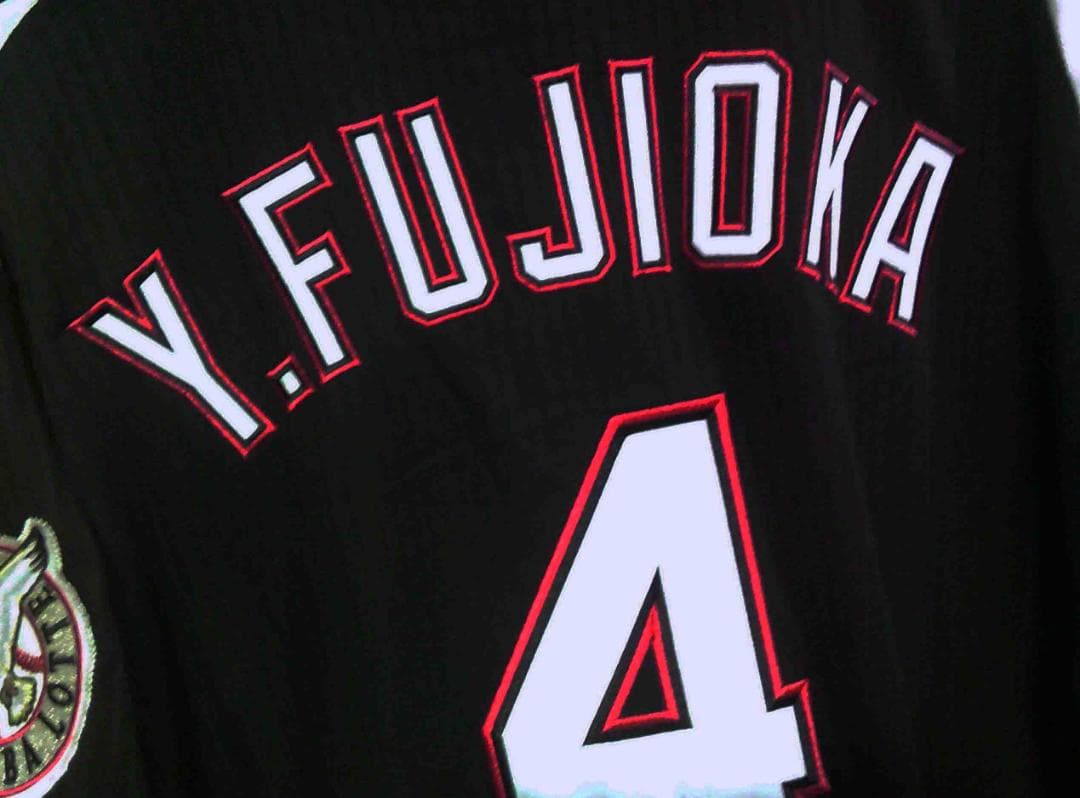 黒XL新品LOTTE千葉ロッテマリーンズ藤岡裕大４ユニフォーム豪華刺繍■プロ野球