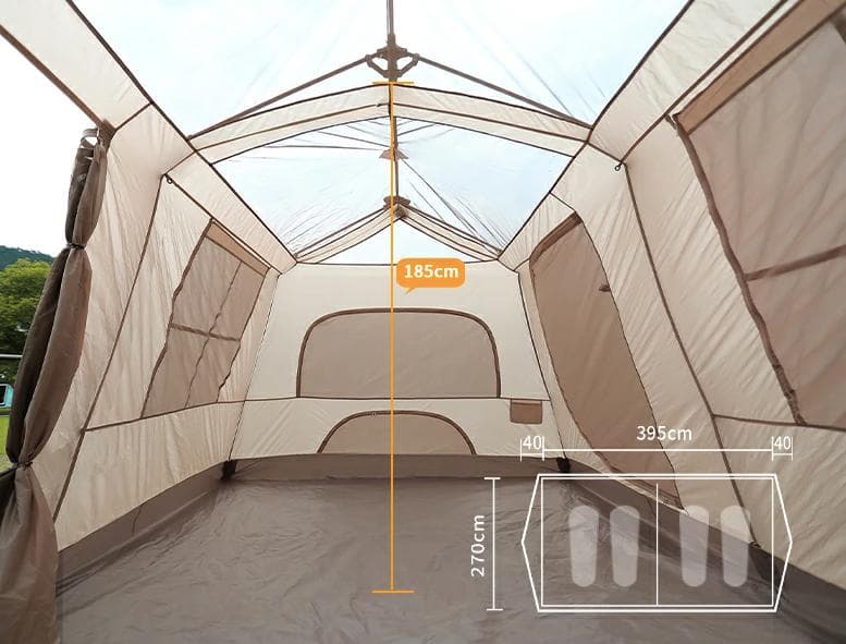 M-⑥【訳ありused】フレームワンタッチテント 6人用 ロッジ型