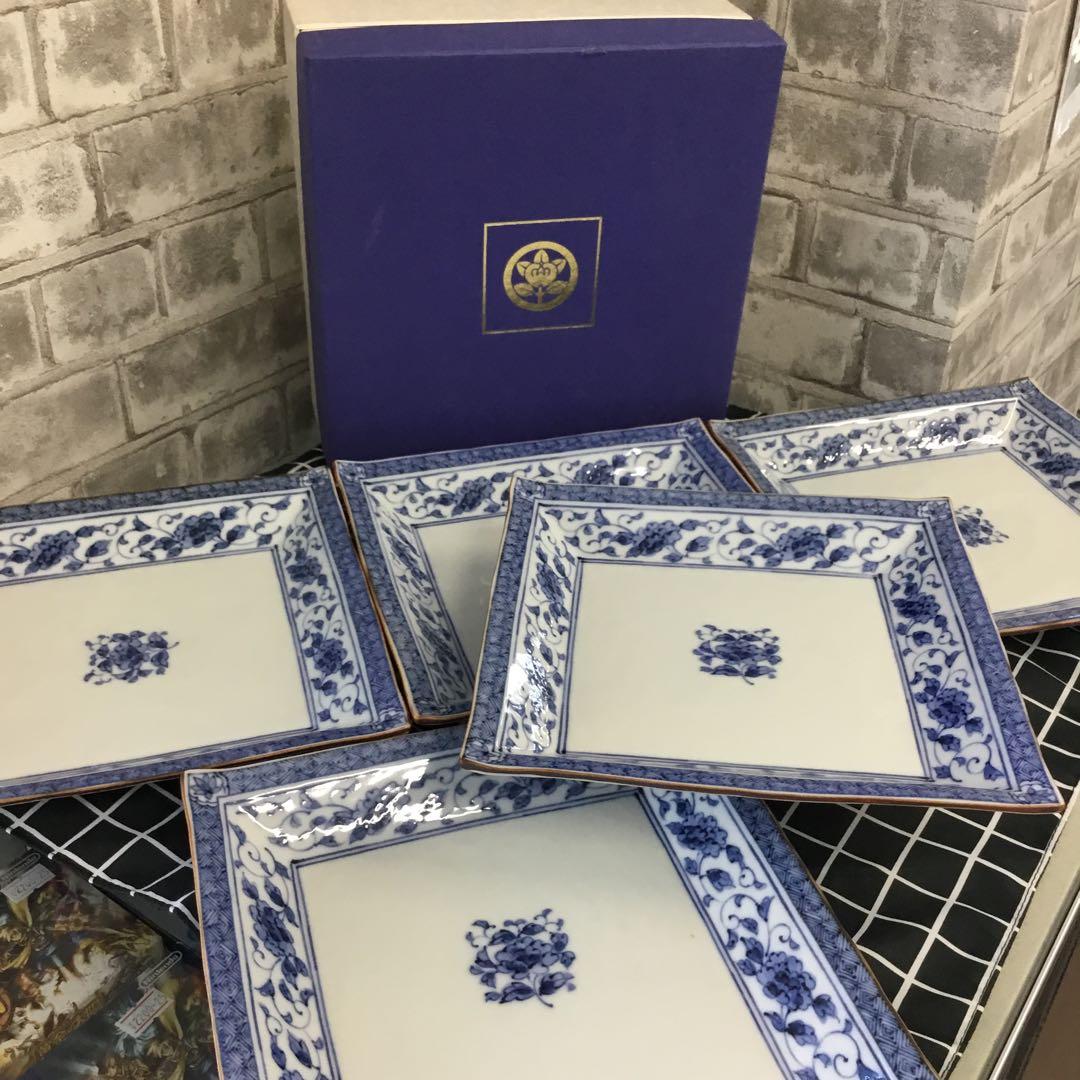 たち吉　ぼたん唐草　角和皿　タチキチ　5枚　TACHIKICHI