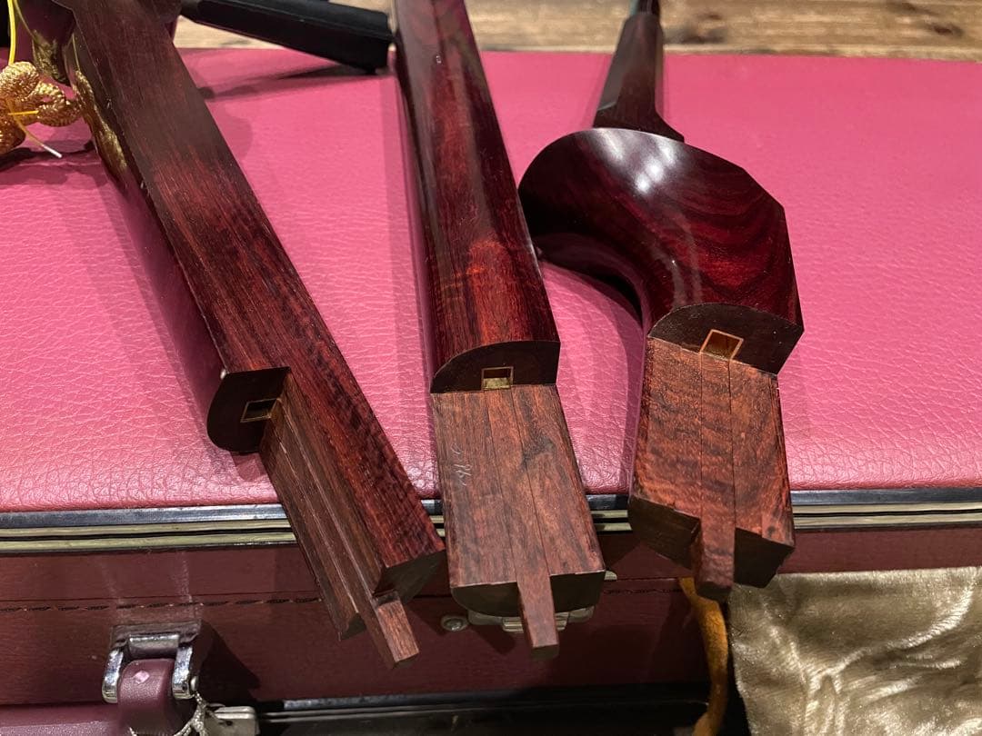 フルオーダー　津軽三味線　紅木金細　子持綾杉胴　セット