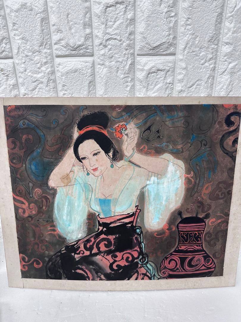 中国絵　美人画　漢時代の美人 美術　古美術