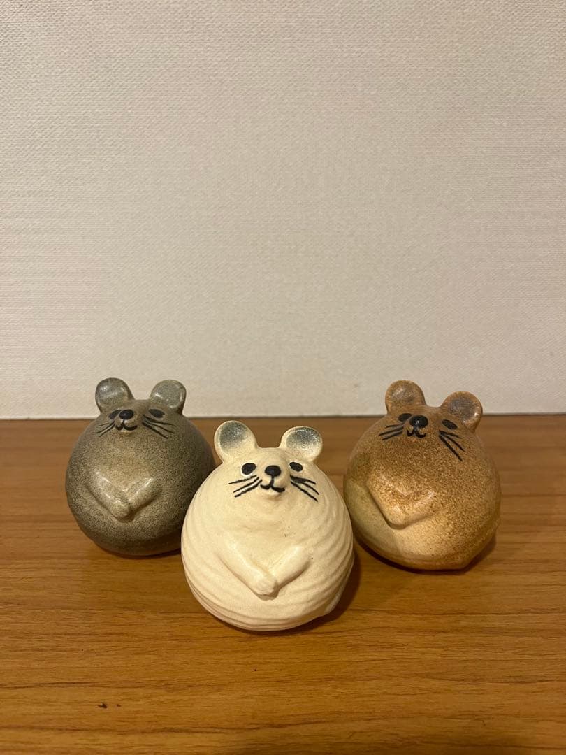 ネズミ型陶器置物 3個セット　※コメントやり取りの方専用価格