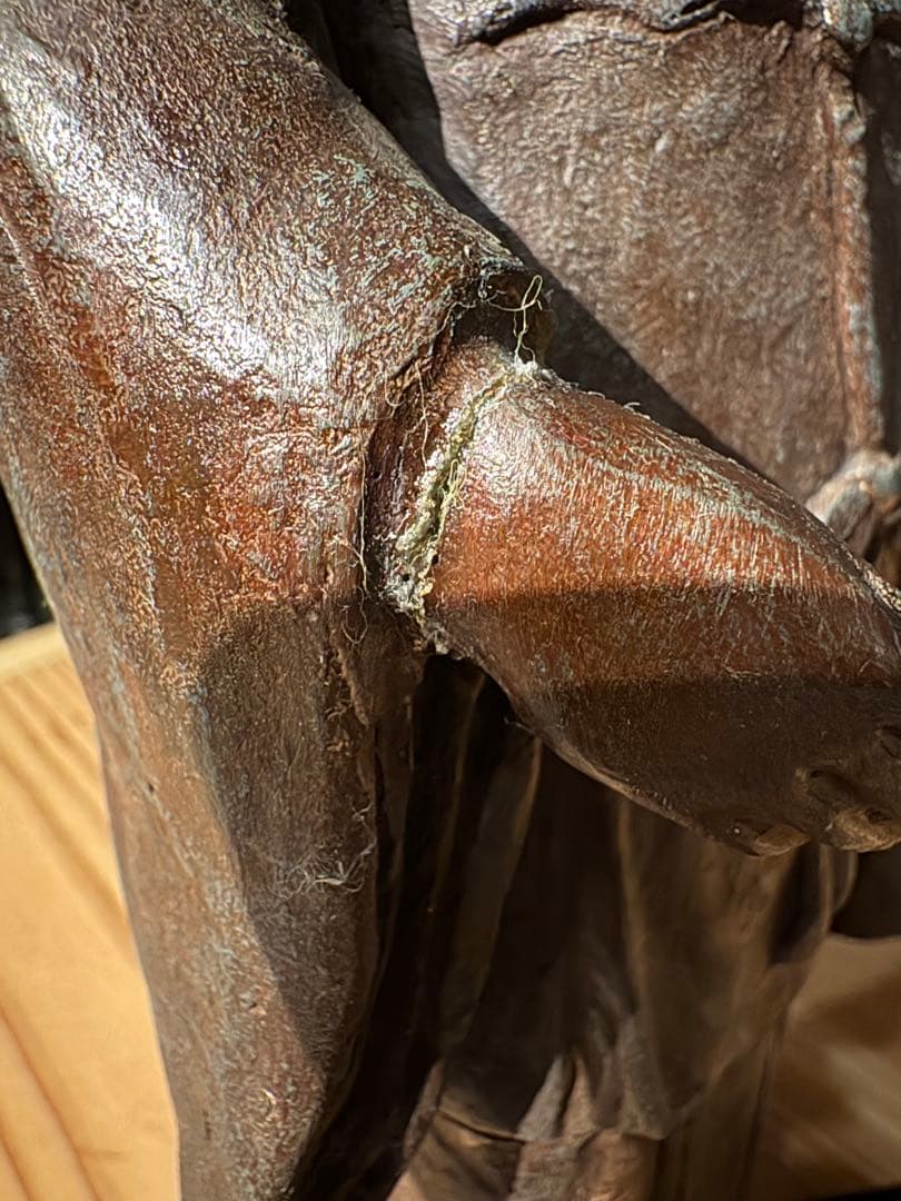 弁財天像 高さ約38cm 金属製 琵琶 七福神 桐箱付 古美術風(一部修復歴有)