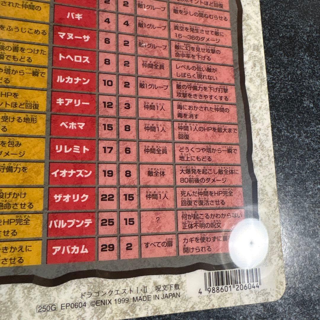 ドラゴンクエストI・II　下敷き　[超希少品]